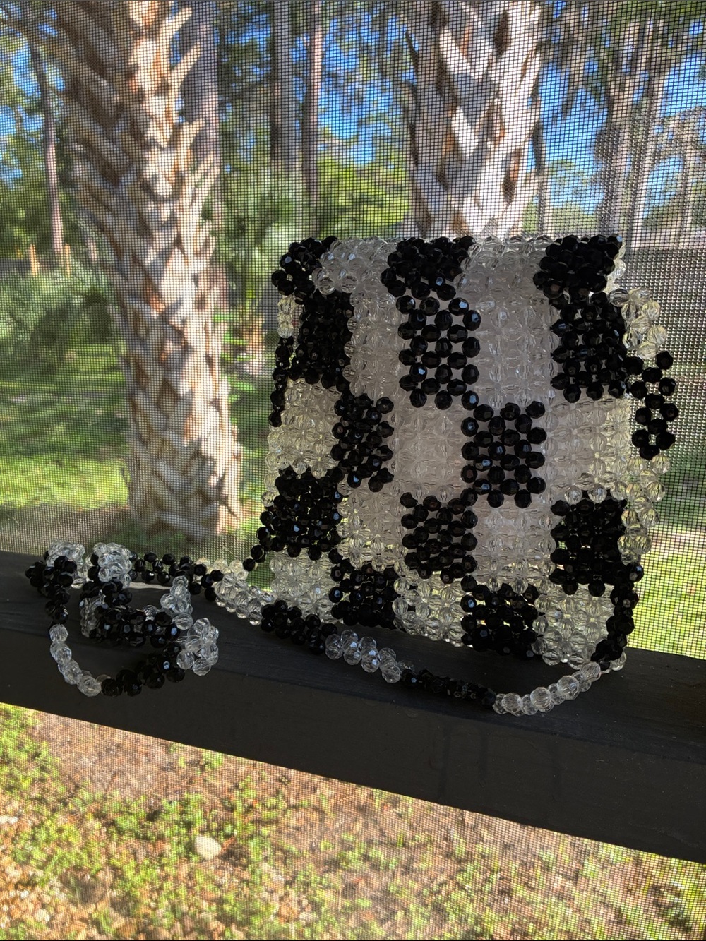 Beaadded checkered purse